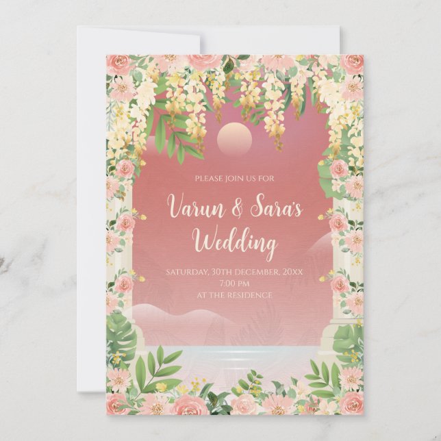 Digital indisk inbjudan indisk bröllopskort (Framsida)