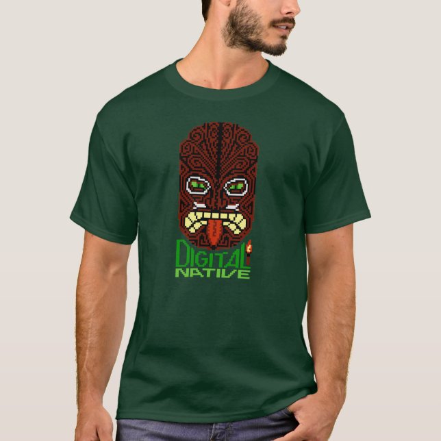 Digital inföding 8 bet den PIXELkonstTiki öbon Tee Shirt (Framsida)