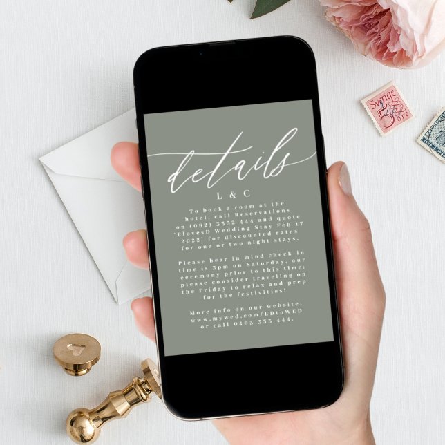 Digital information om modern White and Sage Grönt Inbjudningar (click the instant download option)