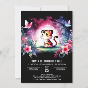 Digital Jungle Tiger Birthday Inbjudningar