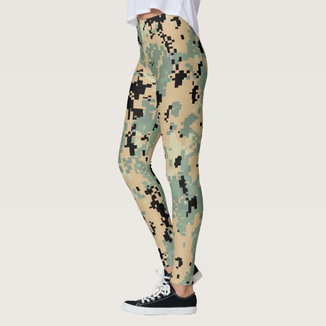 Digital kamouflage – Stort kamouflagemönster Leggings (Vänster)