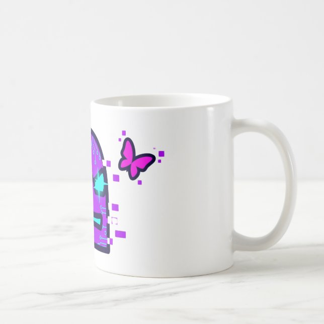 Digital karaktär med Cyberpunk Neon Butterfly Kaffemugg (Höger)