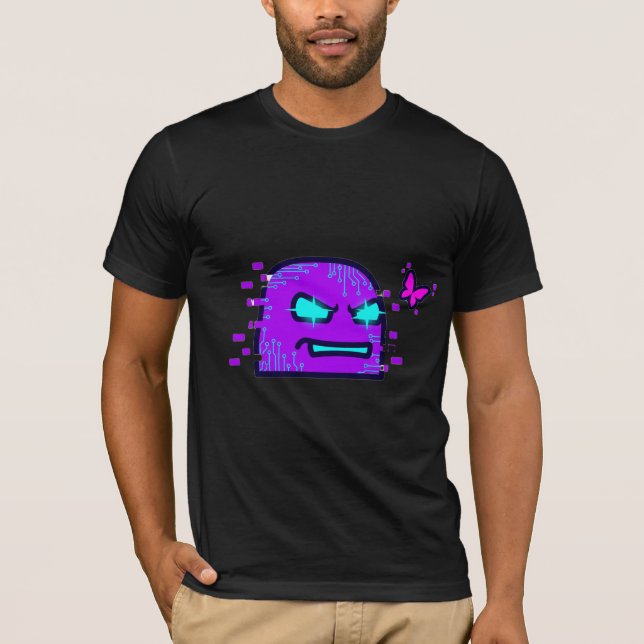 Digital karaktär med Cyberpunk Neon Butterfly T Shirt (Framsida)
