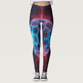 Digital kärna: Futuristiska Energy Sphere Explosio Leggings