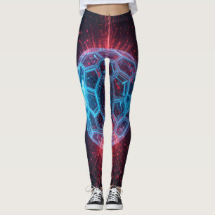 Digital kärna: Futuristiska Energy Sphere Explosio Leggings
