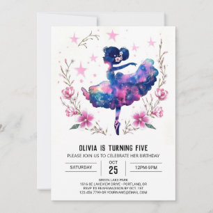 Digital Kids' Ballerina Birthday Inbjudningar
