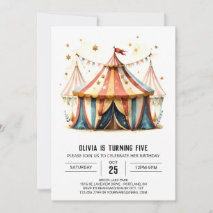 Digital Kids' Tält Circus Birthday Inbjudningar