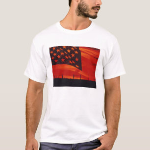 Digital komposit av amerikanska flaggan tee shirt