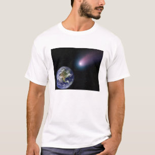 Digital komposit av en kometöverskrift in mot Ea T Shirt