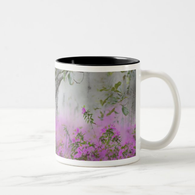 Digital komposition av azaleor och magnoliaträd Två-Tonad mugg (Höger)