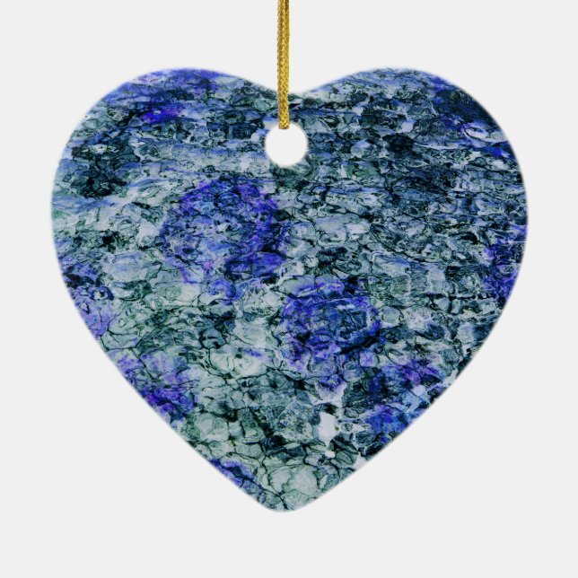 Digital konst av blå vattenfärgsbakgrund i abstrak julgransprydnad keramik (Baksidan)