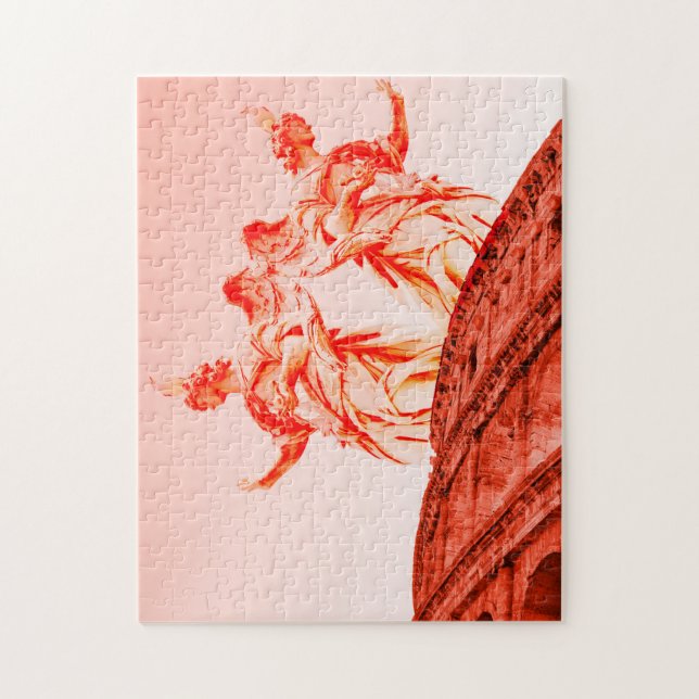 Digital konst av kolosseum och statyer/skulpturer pussel (Vertikal)