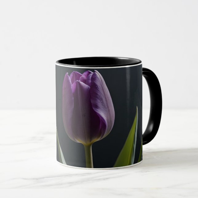 Digital konst av lila tulip-blommor mugg (Framsida höger)