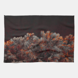 Digital konst i gräs träd med orange färg kökshandduk