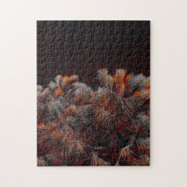 Digital konst i gräs träd med orange färg pussel