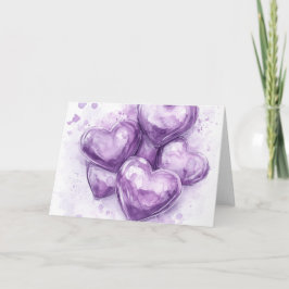 Digital konst med vattenfärg och lila hjärtan meddelande