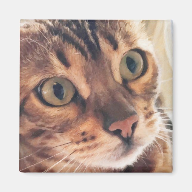 Digital konst nära vackra Cat Large Ögon Magnet (Framsidan)