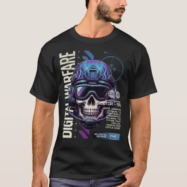 Digital krigföring Cyber Skull – Sektor 99 Futuris T Shirt (Framsida)