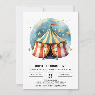 Digital Lycklig Firande Circus Birthday Inbjudningar