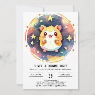 Digital Lycklig Hamster Birthday Inbjudningar
