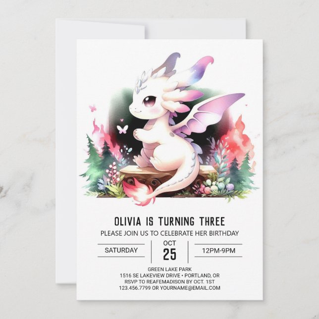 Digital Majestic Dragon Birthday Inbjudningar (Framsida)