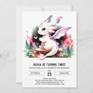Digital Majestic Dragon Birthday Inbjudningar