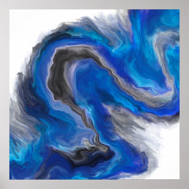 Digital målning av Blue Wave Abstrakt Poster (Framsidan)