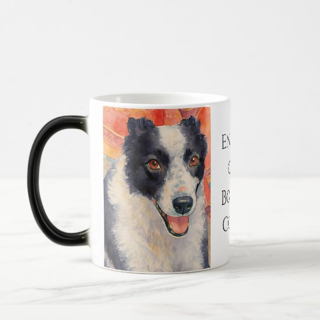 Digital målning av Border Collie-porträtt Magisk Mugg (Vänster)