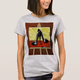 Digital målning av en färg på den svarta stiletto' t-shirt