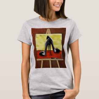 Digital målning av en färg på den svarta stiletto' t-shirt