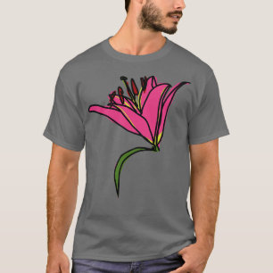 Digital målning av en Rosa Lily Flower T Shirt