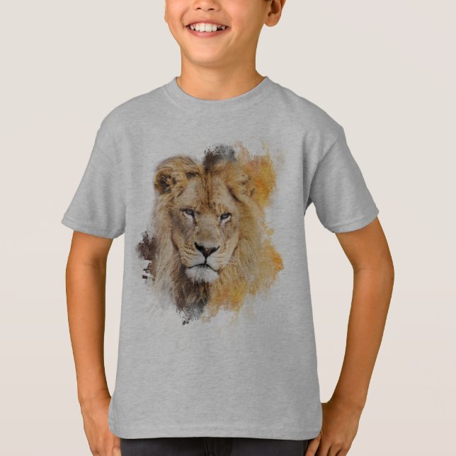 Digital målning av ett fotograferat Lejont huvud T Shirt (Framsida)