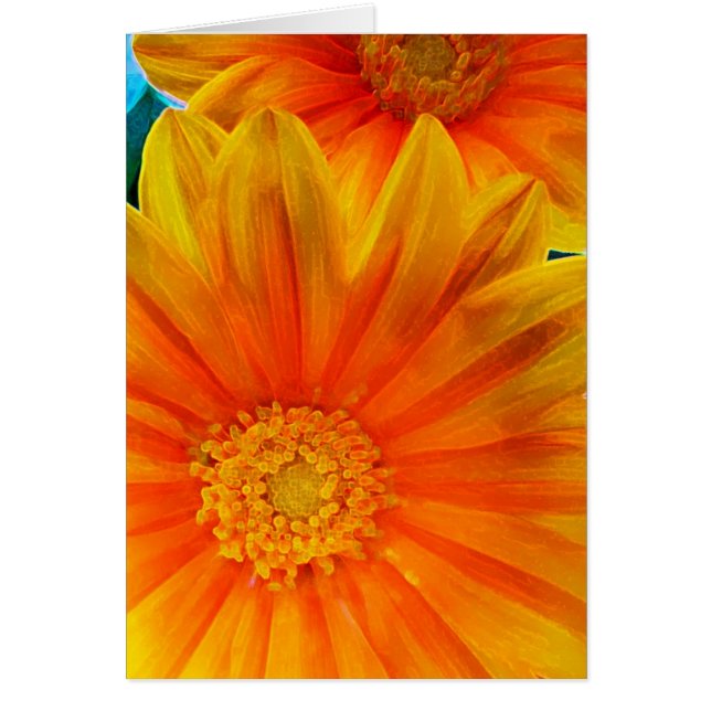 Digital målning av Orange Gerbera Daisy-kort Hälsningskort (Framsidan)
