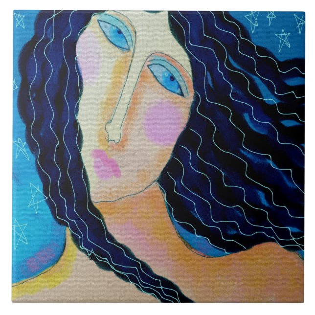 Digital målning av Starry Starry Nght Abstrakt Kakelplatta (Framsidan)