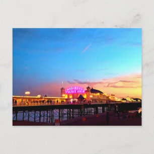 Digital målning - Brighton Pier Sunset Vykort