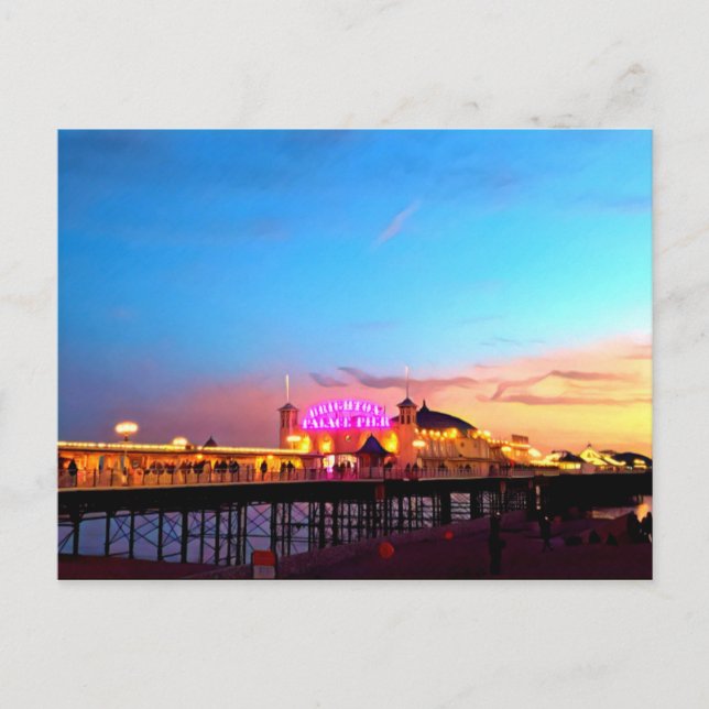 Digital målning - Brighton Pier Sunset Vykort (Framsida)