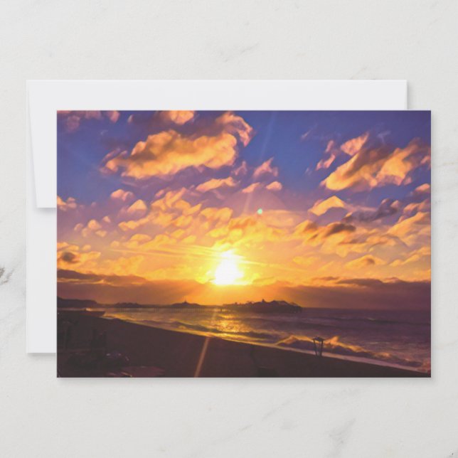 Digital målning - Fantastisk Soluppgång över piren (Framsida)