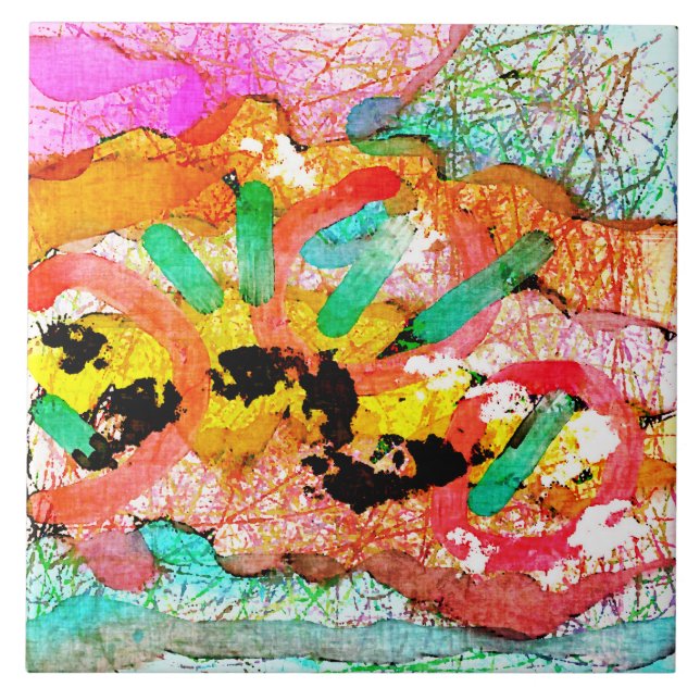 Digital målning för Abstrakt 2 utan titlar Kakelplatta (Framsidan)