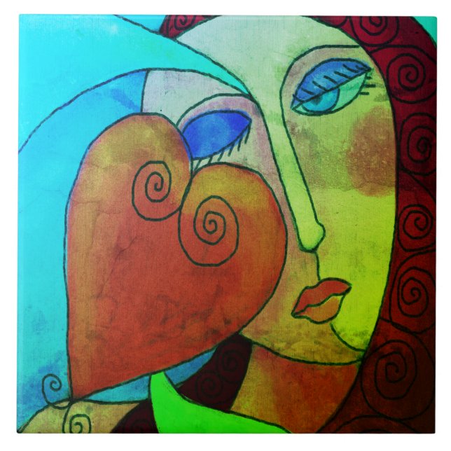 Digital målning för Kärlek Abstrakt Kakelplatta (Framsidan)