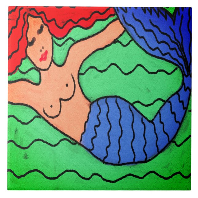 Digital målning för lila Sjöjungfru Abstrakt  Kakelplatta (Framsidan)