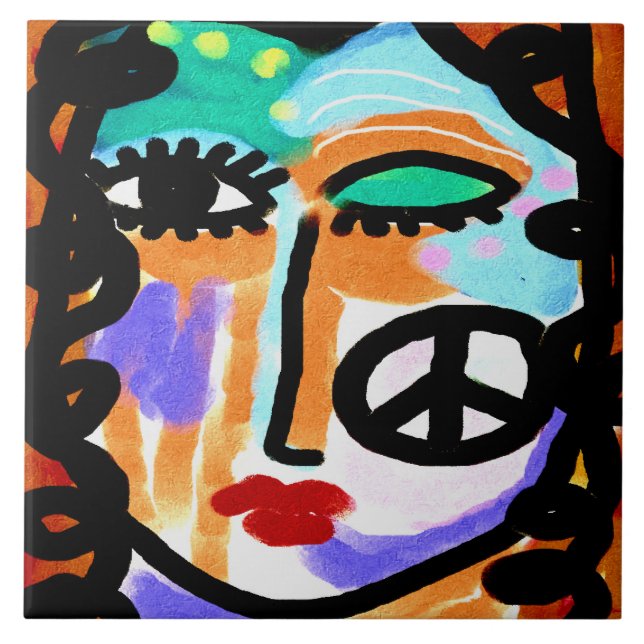 Digital målning för Peace Abstrakt Kakelplatta (Framsidan)