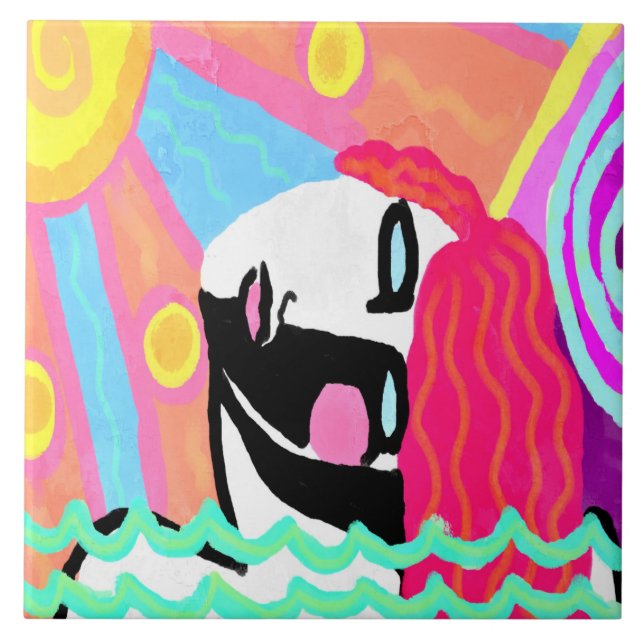 Digital målning för sommarvärme Abstrakt Kakelplatta (Framsidan)