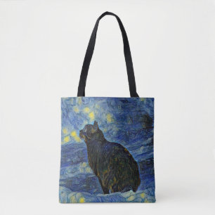Digital målning Shambhala cat i Vincent Van Gogh Tygkasse