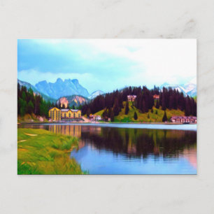 Digital målning - Sjö Misurina, Italien Vykort