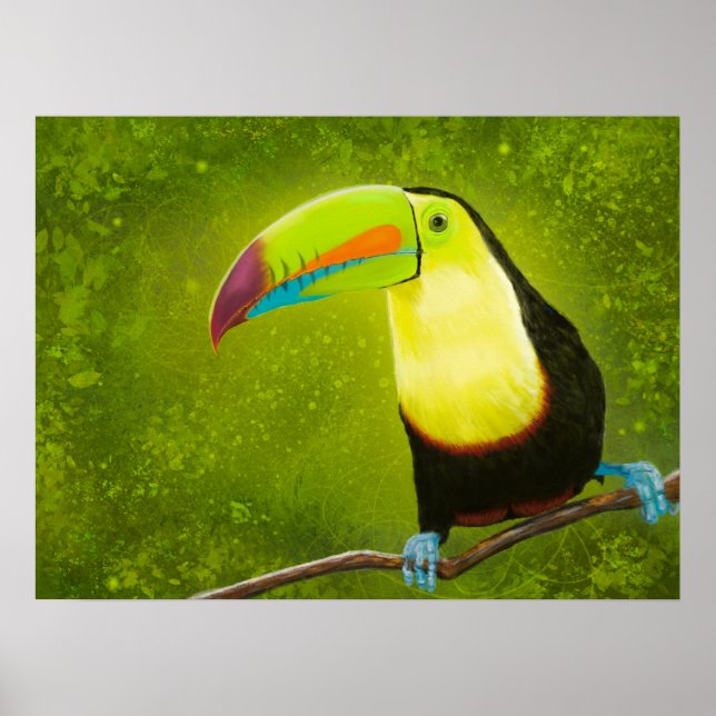 Digital målning Tropical Jungle Toucan Bird Poster (Framsidan)