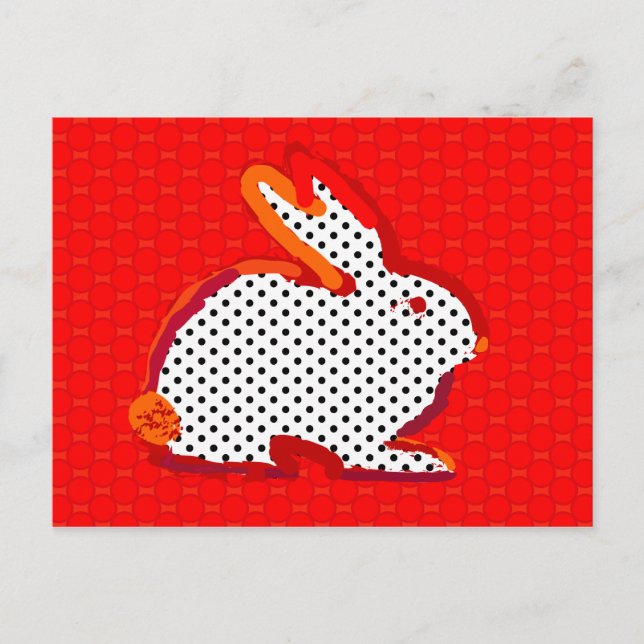 digital målningvykort "för röd kanin" vykort (Framsida)