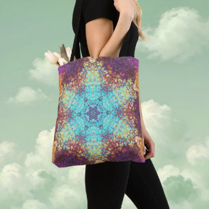 Digital Mandala Blue Gult och Lila Tygkasse
