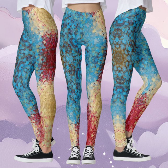 Digital Mandala Blue Red and Gult Leggings (Skapare uppladdad)