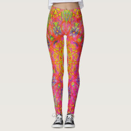 Digital Mandala Gult Blue och Lila Leggings