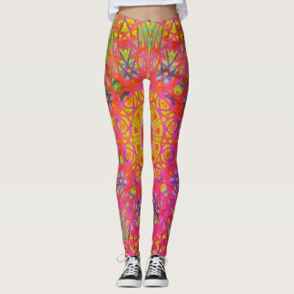 Digital Mandala Gult Blue och Lila Leggings